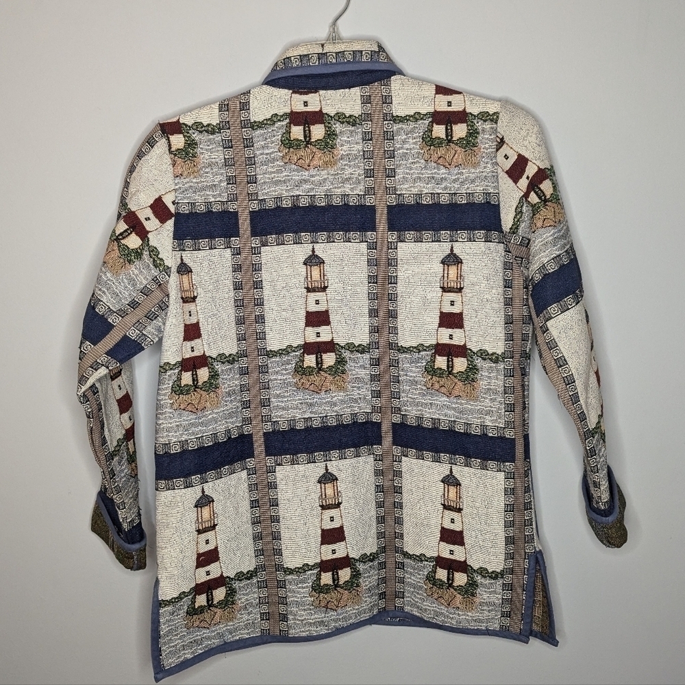 Vintage Blair Lighthouse Coastal Grandmacore jacket coat size woman's small - Picture 3 of 9